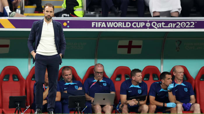 England’s Gareth Southgate looks on during a 0-0 draw with the U.S. at the World Cup.